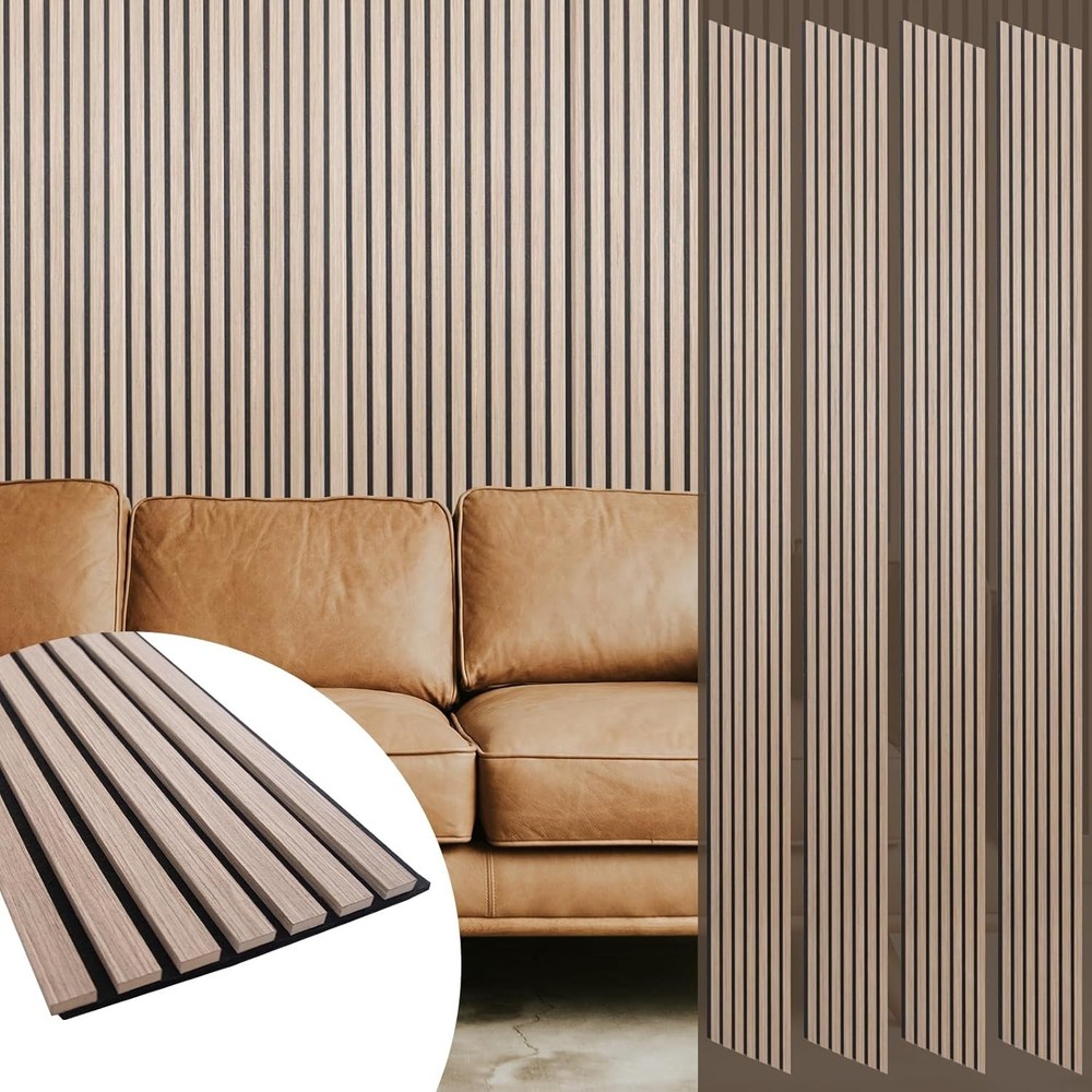 Yuzzy Wood Panels for Wall and Ceiling – 108 x 11 Inch Wood Slat Acoustic Pan…