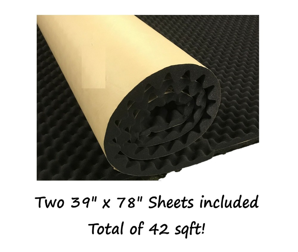 42 SQ FT Self Adhesive Acoustic Foam Studio Car Audio Sound Damping Proofing Blk