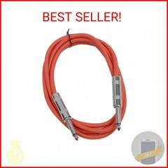 Seismic Audio Speakers Guitar Cables, TS ¼” Guitar Cables, Red, 6 Feet