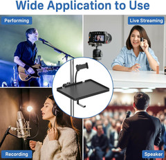 Microphone Stand Tray Shelf 8.7×6.5 Clamp Phone Holder Streaming Karaoke