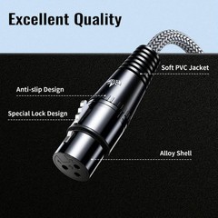 XLR Microphone Cable, 10FT/3M Oxygen-Free Copper Male to Female 3-Pin Balance…