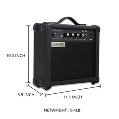 Demusea Electric Guitar Amplifier 20w Amp Starter Beginner 20W, Black