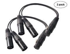 Devinal XLR Splitter – 3 PIN Female to Dual Male Balanced Patch Y Cable – 1 F…