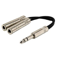 6.35mm 1/4″ Stereo Male to Dual 1/4″ TRS Female Audio Y Splitter Cable Connector