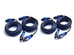 4Pack 25 ft Male Speakon to Speakon Speaker Cables, Audio Cord DJ Wire with Twis
