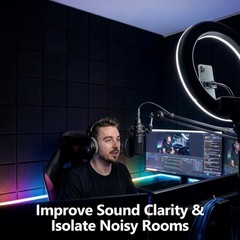 Seamless Installation Black Acoustic Panels 12″X12″ – 18 Pack Noise Reducers