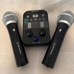 Zoom PodTrak P2 Podcast Recorder with 2 USB Mic Inputs & 2 ATR2100x-USB mics