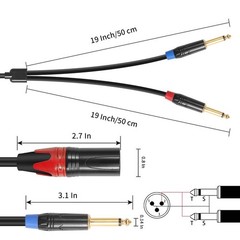 Dual 1/4 inch to XLR Male Y Splitter Cable,Male XLR to Dual 6.35mm TS Mono Pl…