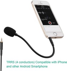 3.5mm Plug-in Microphone with TRRS Adapter for Clear Sound Quality