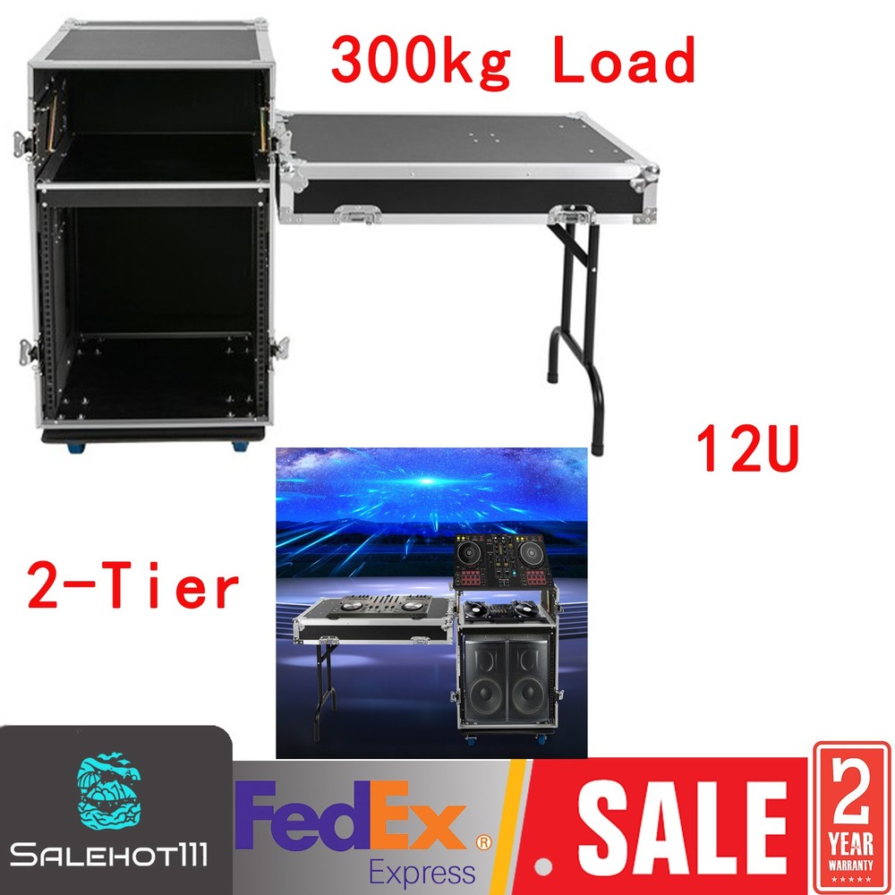 12U 2-Tier Free Standing DJ PA Rack 300kg Load for Studio, Home Theater & KTV