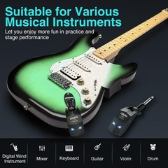 Wireless Guitar System 2.4GHz Audio Guitar Transmitter Receiver with 4 Channe…