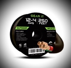 “GEAR-IT” 12/4 Speaker Wire-250’-12 Ga/4-Conductor—OFC Copper—Brown PVC Jacket