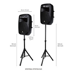 PRORECK 12″ 1000W Powered PA Speaker System Bluetooth USB SD FM Radio w/ Stand