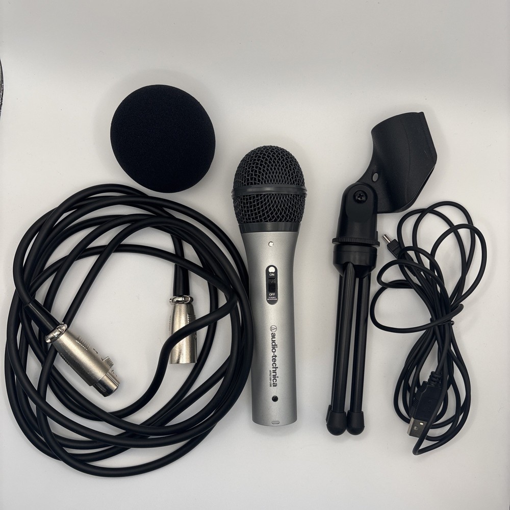 Audio Technica ATR2100-USB Dynamic Microphone USB XLR Silver Podcasting