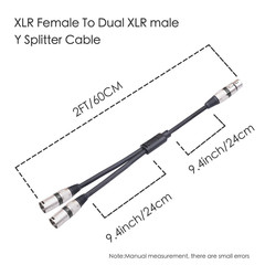 5Pack 5 Color 1.5FT XLR Female to Dual Male Y Splitter Cable, Female to 2 Male 3