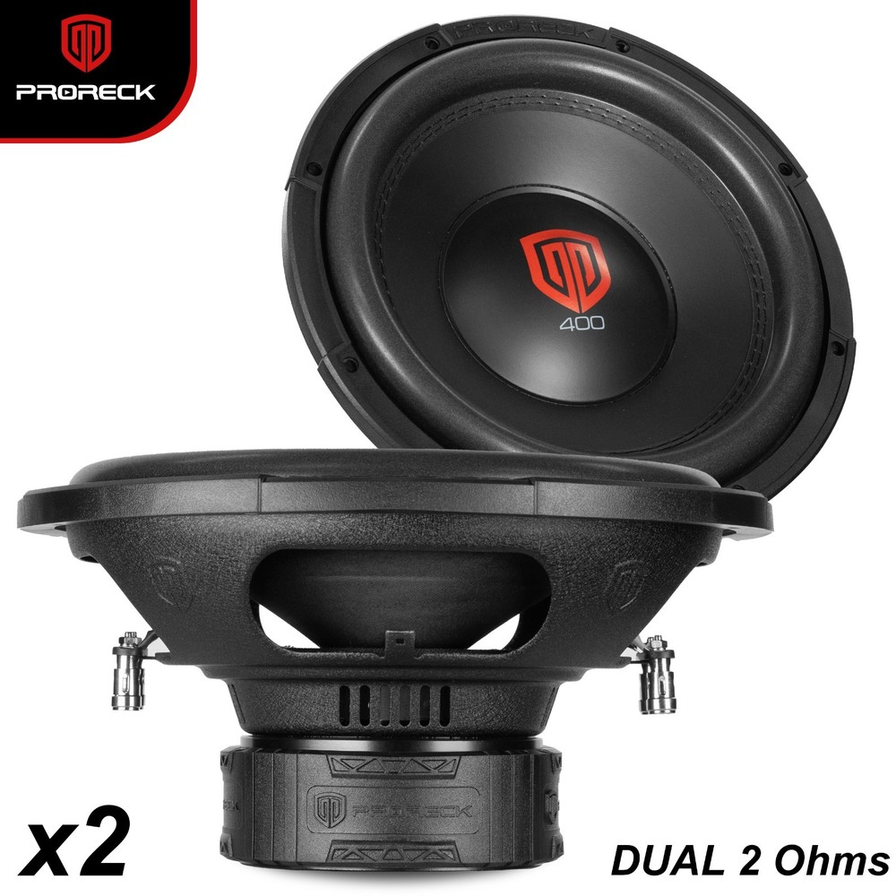 PRORECK 412 12″ Dual 2 Ohm 1200W Car Subwoofers Pair Sub Bass System