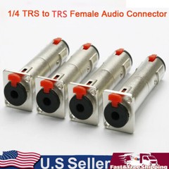 4x Silver Solderless 1/4 TRS to TRS Female Locking Jacks Plug for D Pedalboards
