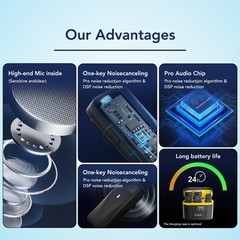 Wireless Microphone for iPhone 17/16/15 & Android, USB-C Lavalier Lapel Mic f…