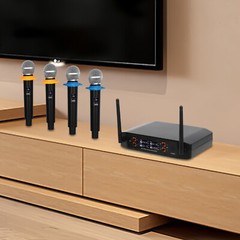 Wireless Microphone System Four Handheld Mics Set 65.62ft Practical Receiver