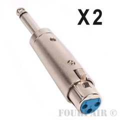 2 Pack – 3-Pin XLR Female to 1/4″ 6.35mm Mono Male Plug Audio Cable Mic Adapter
