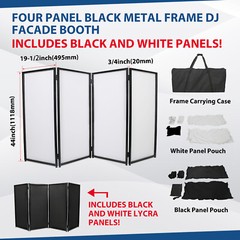 Portable DJ Event Facade White/Black Scrim Metal Frame Booth +Travel Bag Case