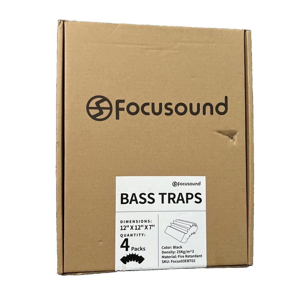 Focusound 4 Pack Bass Traps Corner Acoustic Foam Corner 12″ X 12″ X 7″