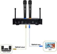 200 Channels Wireless Microphone Karaoke Mixer System, with 4 Metal Handheld Mic