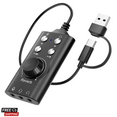 Voice Changer with Multi Sound Effects, Portable USB 3.0/ Type-C to 3.5mm Jac…