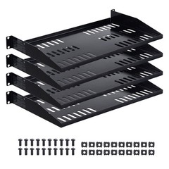 Steel 1U Server Rack Shelf 10in Deep, 50lb Capacity, Vented Design