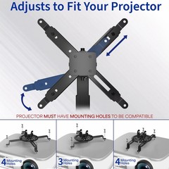 VIVO Universal Adjustable Wall Ceiling Projector Mount Bracket, Black