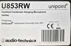 Audio-Technica U853RW UniPoint Condenser Hanging Microphone White Cardioid NEW