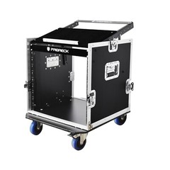 PRORECK 10U Rack Flight Case 20″ Depth Slant Top Mixer Heavy Duty Case with Cast