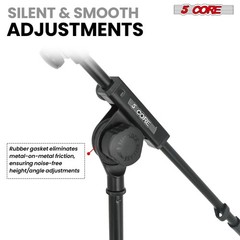 5 Core Microphone Stand 2Pc Floor Adjustable w Telescoping Metal Boom Arm