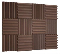 2″ Brown Acoustic Wedge Soundproofing Studio Foam Tiles 12 Pack