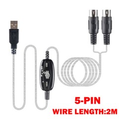 2pcs USB IN-OUT For MIDI Cable Converter 5-Pin to PC Music Keyboard Adapter Cord
