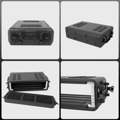 2U Rack Mount, Molded Pro-Audio PA DJ Case, Waterproof Hard Case with Custom Foa