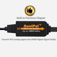 AuviPal 1080P RCA to HDMI Converter, All-in-One Composite AV Black