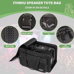ITHWIU Speaker Carrying Bag with Thickened Sponge for 8“ Speaker, Black