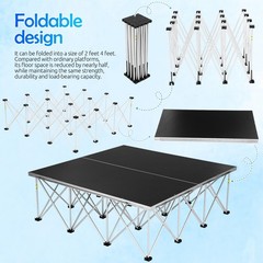 4*4 ft Assemble Stage Riser for Wedding Event Drums Foldable Performances Stages