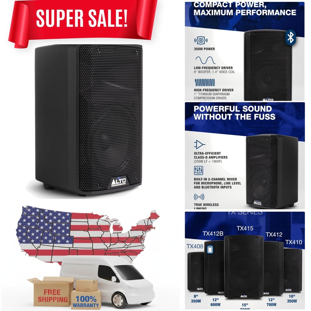High-Quality 350W TX408 8-Inch Portable PA Speaker with Bluetooth Streaming