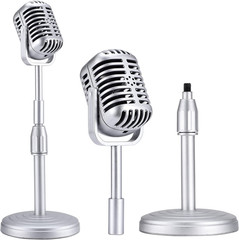 Vintage Desktop Microphone Prop Model with Adjustable Stand, Classic Retro Style