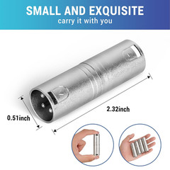 XLR Male to Male Adapter 2 Pack，3-Pin XLR Gender Changer Connector, Compatible w