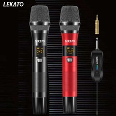 LEKATO UHF Wireless Microphone Rechargeable Cordless Metal Dual Handheld Dynamic