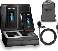 Movo WMX-2 Wireless Lavalier Microphone System for DSLR Vlogging w Charging Case