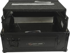 Odyssey FRGS802BL Black 10U Top Slanted 2U Vertical Combo Rack with Gliding Plat
