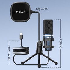 Red USB Microphone with Cardioid Pattern for Clear Vocal Recording and Streaming