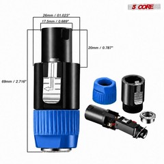 5 Core Speakon 1/4″ Female – Male Connectors Pair 4 Pole SpeakON Connector