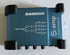 Samson S-Amp 4-Channel Tabletop Mini Headphone Amplifier –TRS Input – Blue/Black