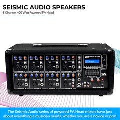 Seismic Audio – SA-MA8C – 8 Channel 400 Watt Powered PA Head Mixer with Black