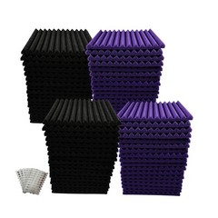 52 Pack Black/Purple Acoustic Wedge Studio Soundproof Foam Wall Tiles 12x12x1